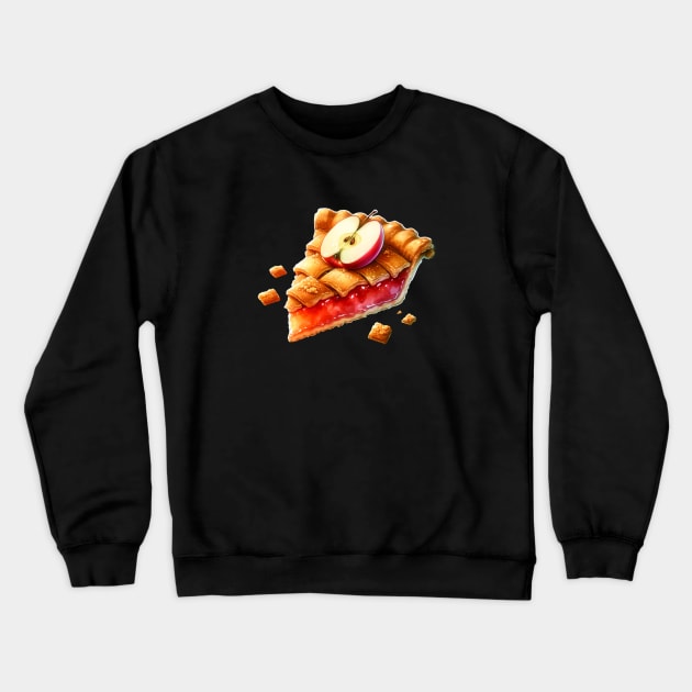 Apple Pie Coffee Art Slice Kawaii Sweet Crewneck Sweatshirt by Flowering Away